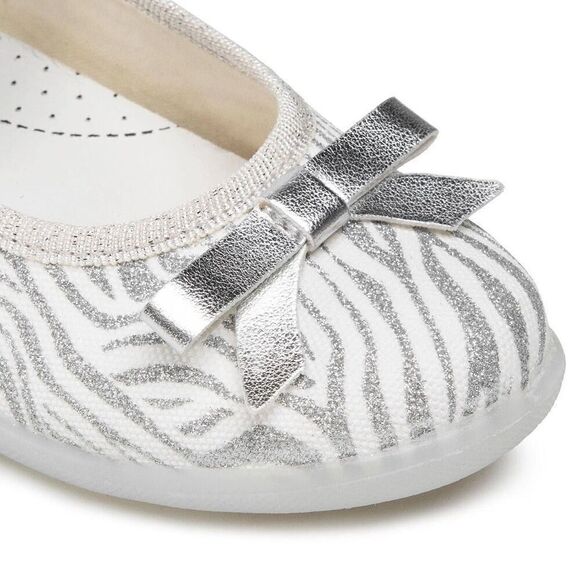 NATURINO CLARIES Zebra-print fabric ballet flats, White - Picture 6 of 14